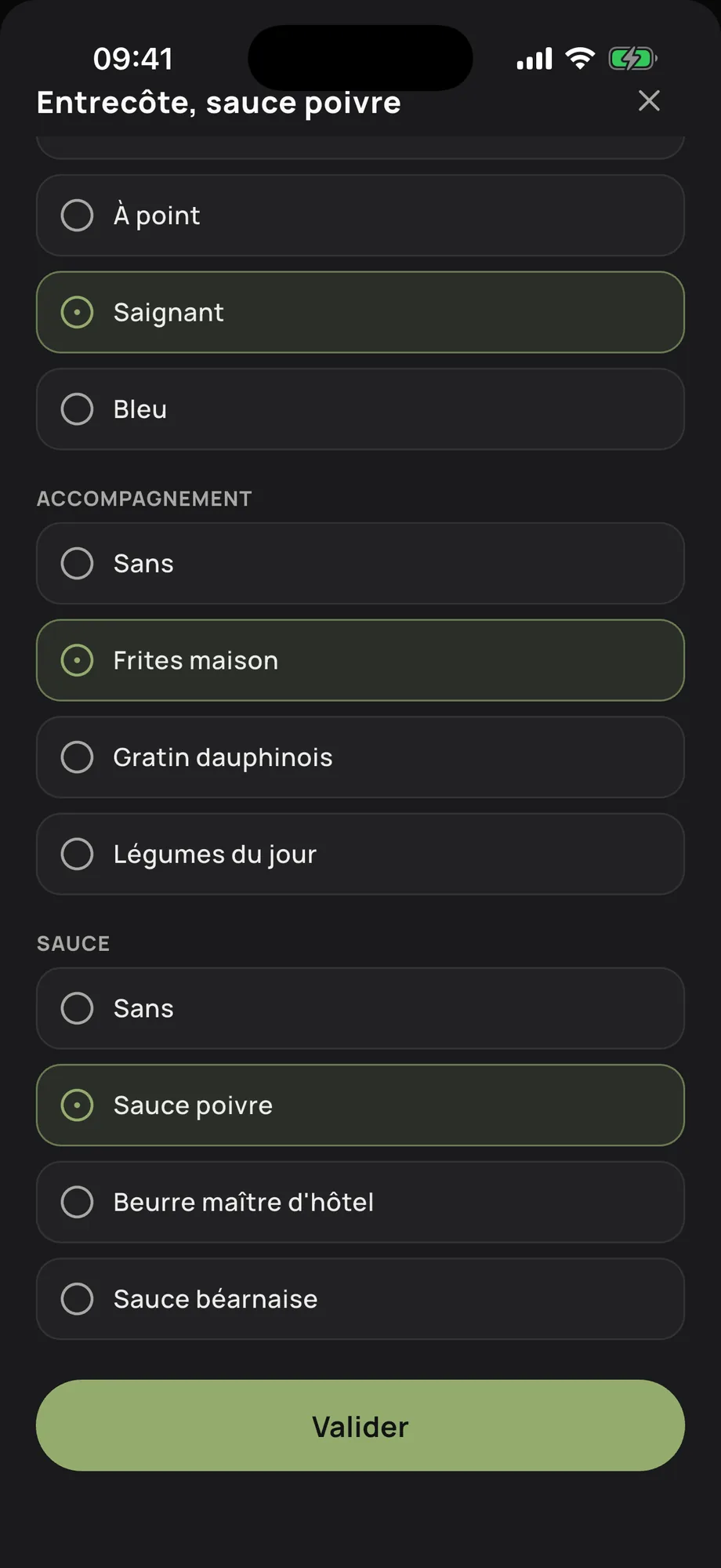Options and cooking
